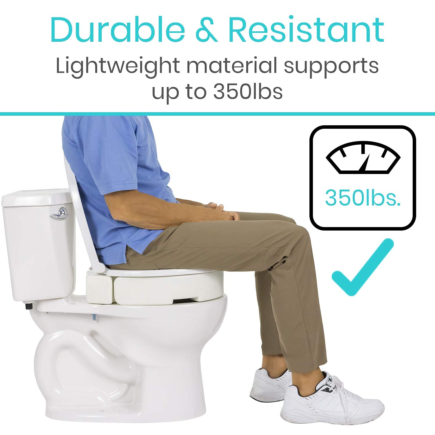 Vive Hinged Toilet Seat Riser Elevated, Raised Seat Lifter for