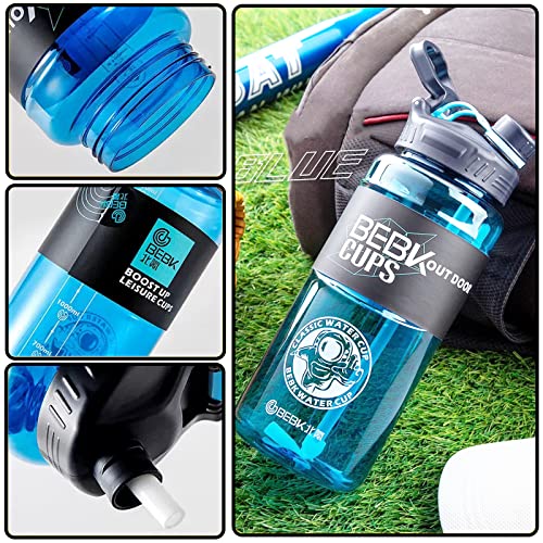 Drinkfles met rietje, 1,7 l, geschikt voor fitnessstudio, yoga, kantoor, camping en gezinsleven, lekvrij, grote waterfles zonder BPA met rietje voor fitnessstudio, waterfles - Image 7