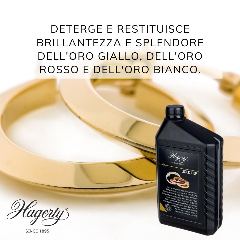 Hagerty Gold Dip baño detergente oro 2L I Líquido para la limpieza de joyas oro amarillo, blanco, rosa y rojo I limpiador de joyas de oro para un nuevo brillo y esplendor