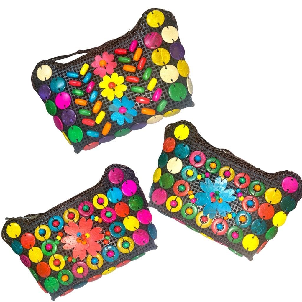 BAGSWORKS Handcrafted Coconut Shell Beaded Sling bag for Women | Crossbody Long Strap Purse | Handmade Natural Style| Hanging Bag (Multicolor - Pack of 1) (B0C788Z1SC) Amazon Price History, Amazon Price Tracker