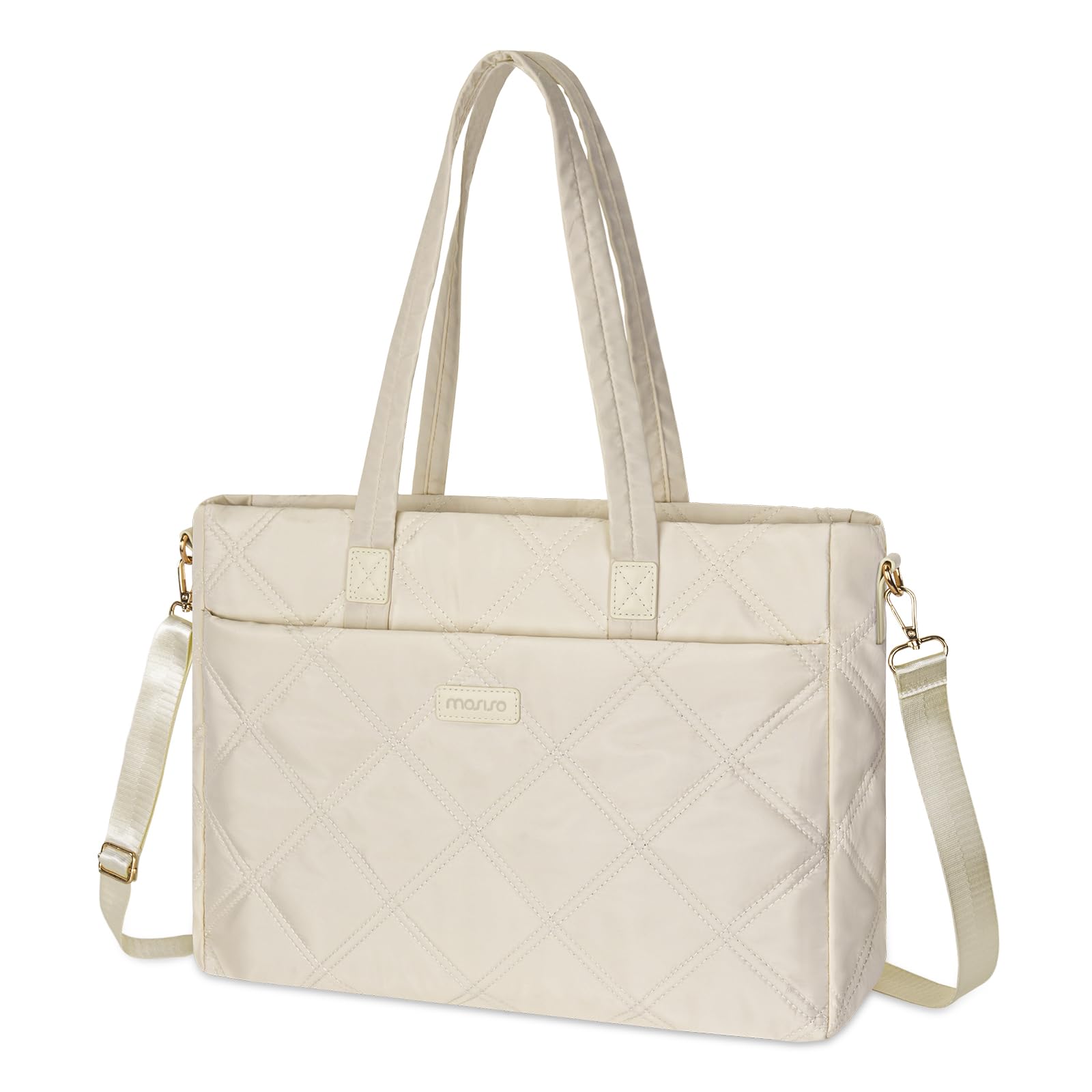 MOSISO Laptop Bag for Women, 15-15.6 inch Rhombus Quilted Laptop Tote Bag for Women with Horizontal Pocket & Trolley Belt,16 inch Large Capacity Work