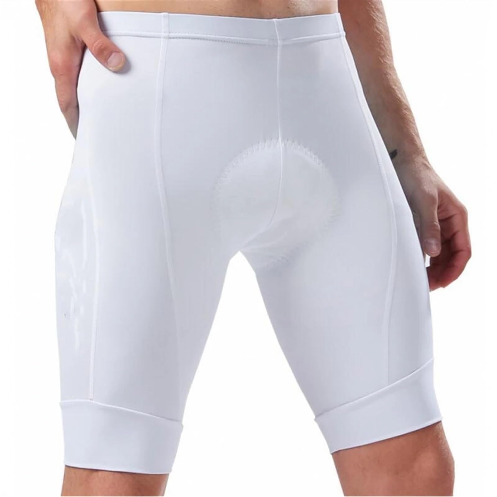 Short Cycliste Homme Cuissard de Cyclisme Blanc avec Poignets coupés, Collant de Cyclisme for VTT, Tissu de vélo avec Coussin en Gel 9D, Bas élastique Cuissard Homme(White nobib,L)