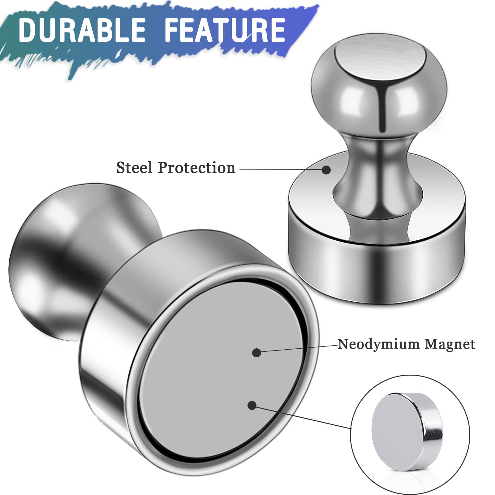 JUNAN Small Round Magnets ,6mm X 3mm Strong Mini Neodymium Magnet For Fridge Office Classroom Magnetic Whiteboard DIY Craft(Pack Of 50 - View #2