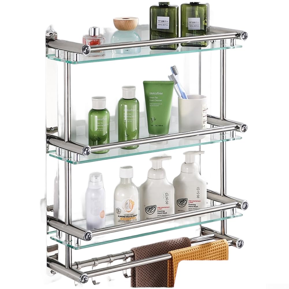 pour étagère Douche Verre Trempé 30cm Perçage pour étagère(C)