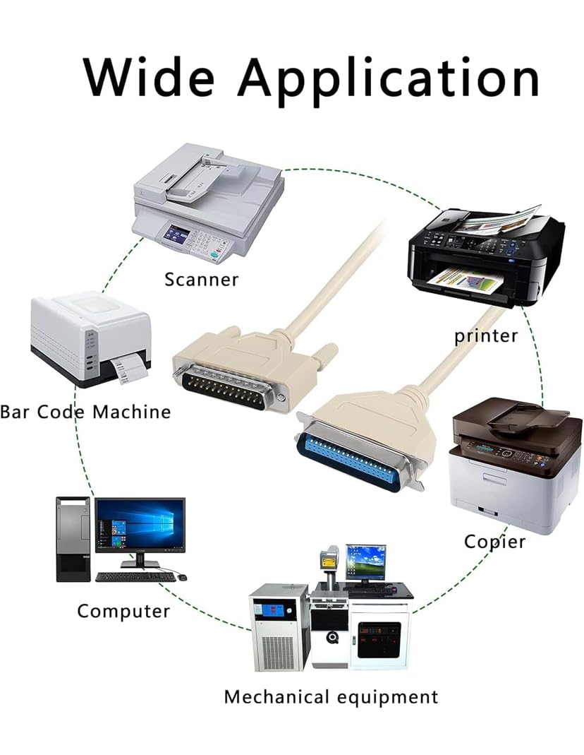 GANIX DB25 Pin Male to Centronics 36 Pin Male Parallel Printer Cable LPT Parallel Printer IEEE-1284, RS-232 28 AWG for IBM PC Dot-Matrix Laser Printer (1.5 Meter)