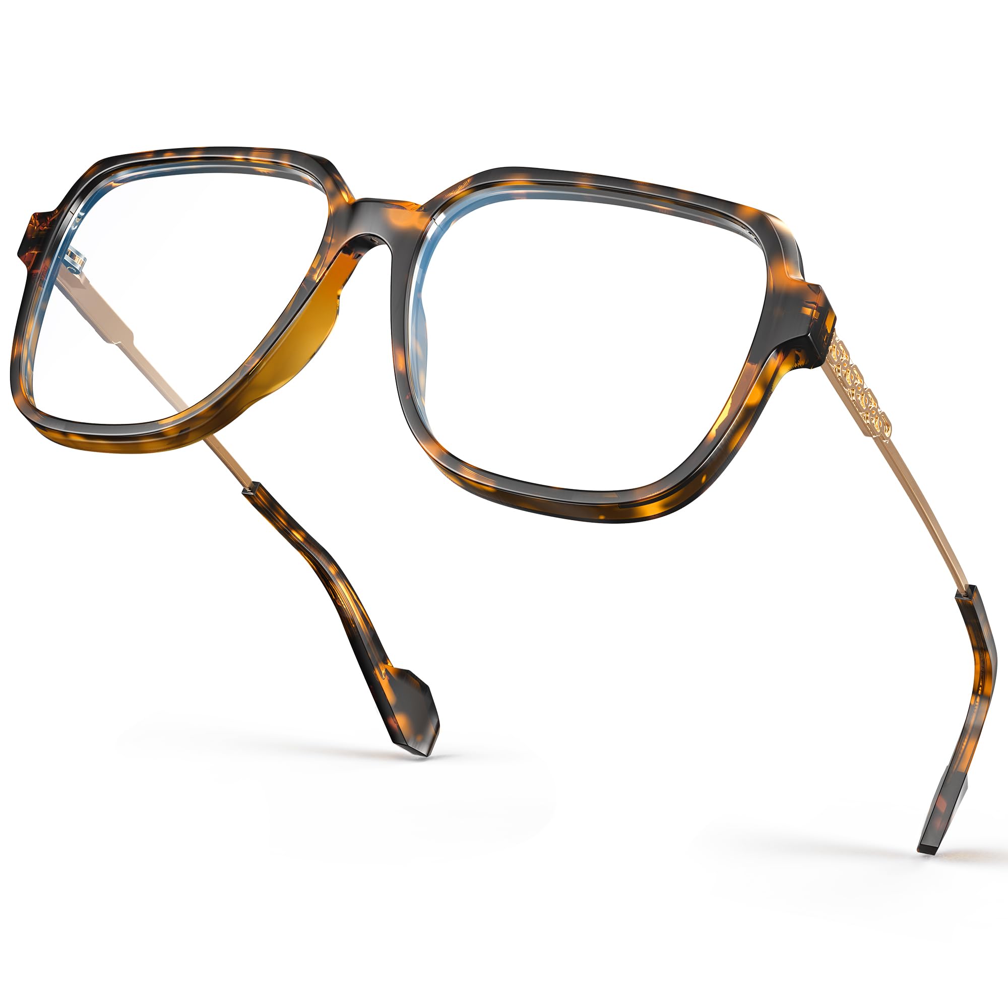 Gafas VISOONE de gran tamaño con filtro de luz azul, elegante montura cuadrada TR90 y patillas de metal para mujer y hombre REMY