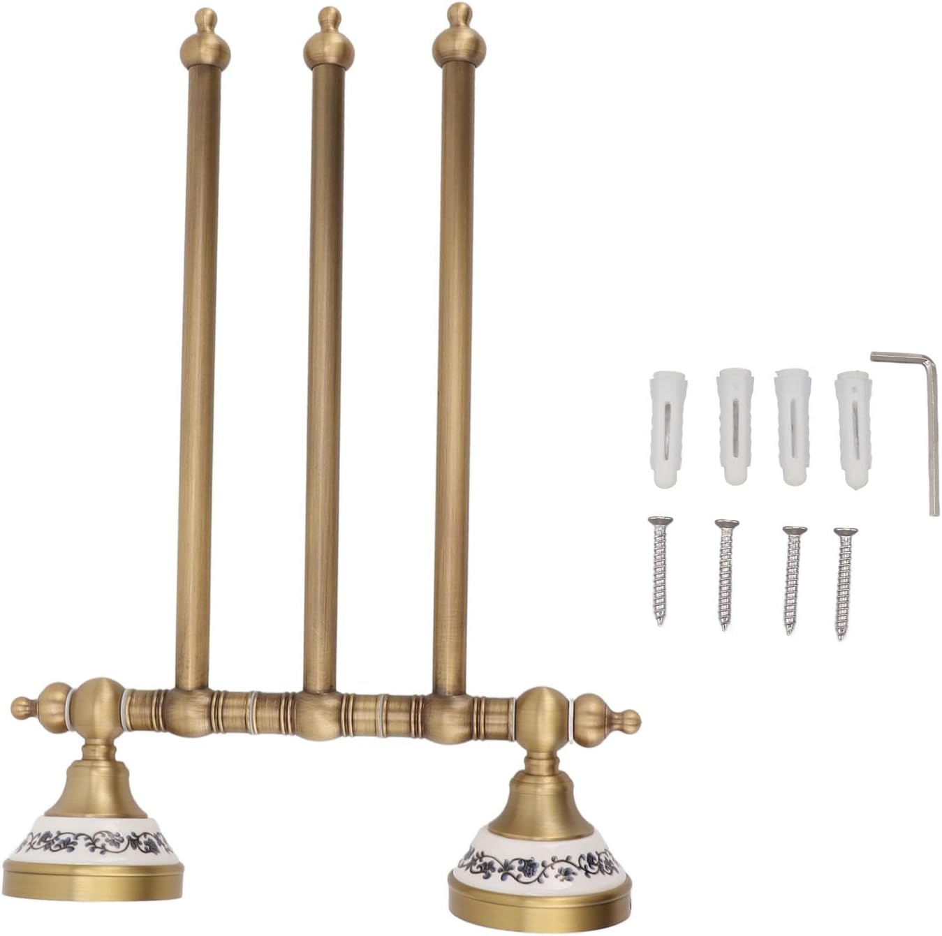 Bathroom Towel Rack, Antique Brass Swivel Towel Bar Rack Holder for Bathroom, Kitchen, Rotating Towel Hanger(3 Strokes)