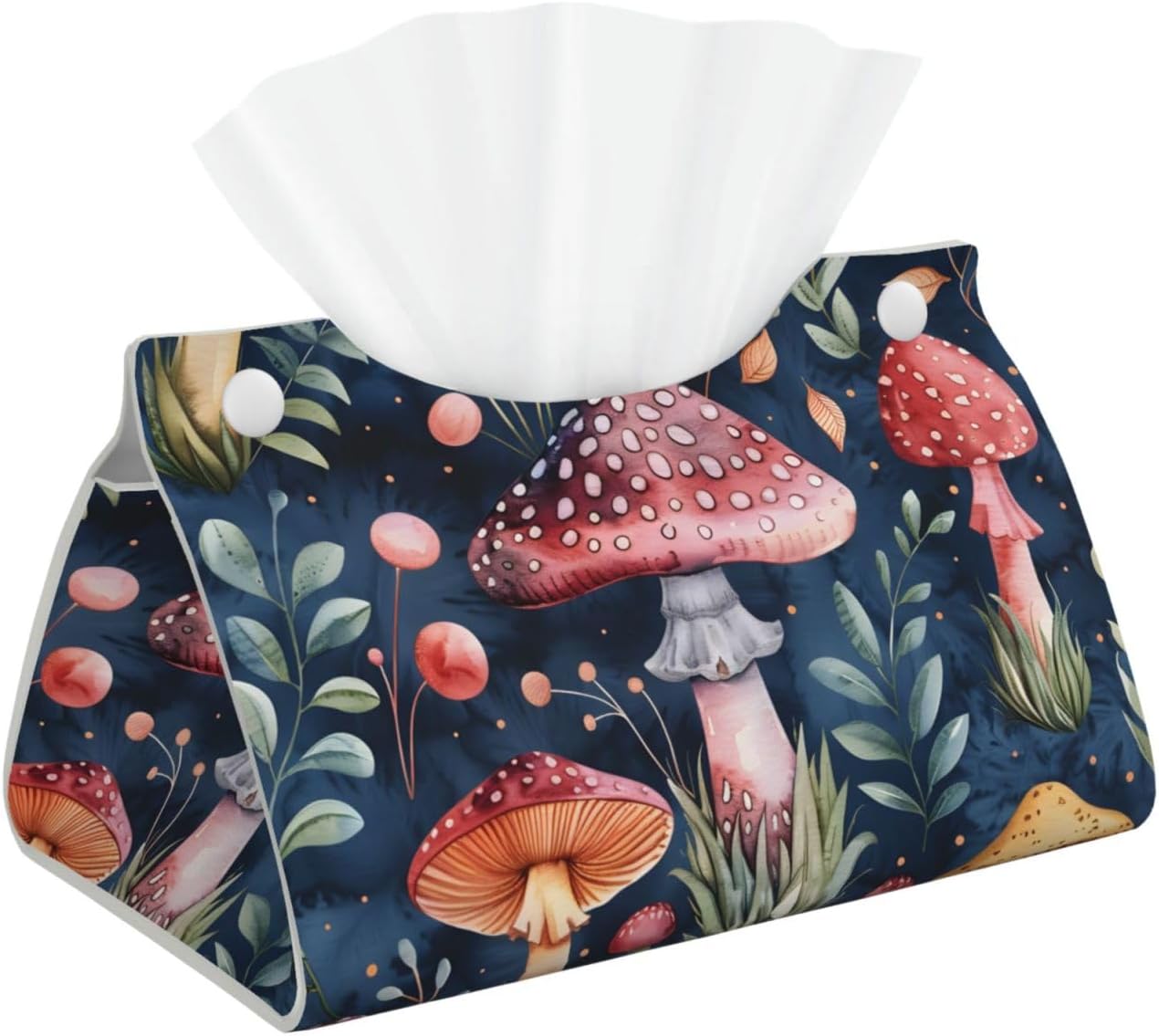 Sewant Mushroom Patterns Rectangle Tissue Box Cover Rectangular Tissues Boxes Cover Decorative Tissue Case Paper Holder Organizer Long Leather Tissue Case Box Cover for Bedroom Dining Office Desk