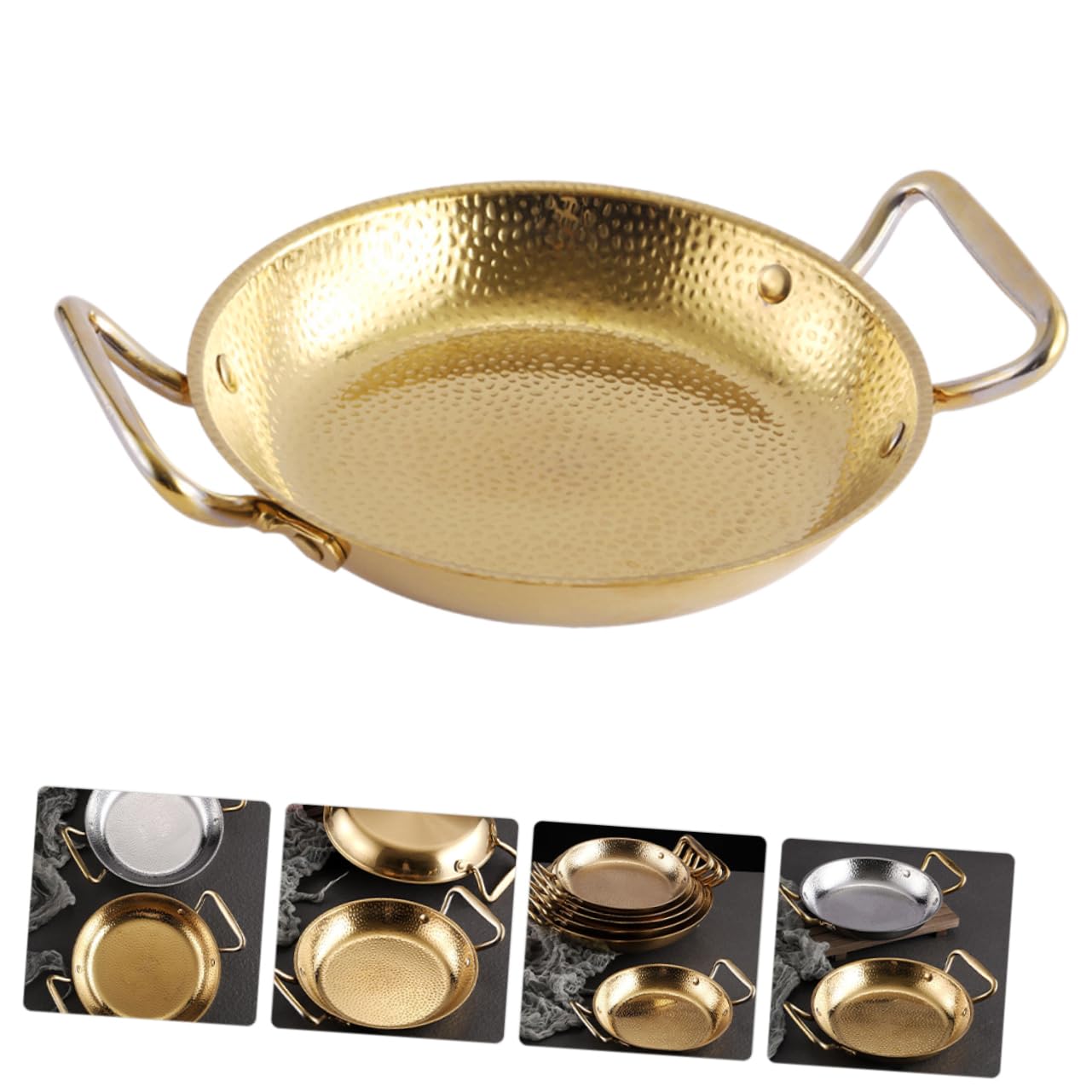 Padella per Paella in Acciaio Inox Oro, Doppio Manico