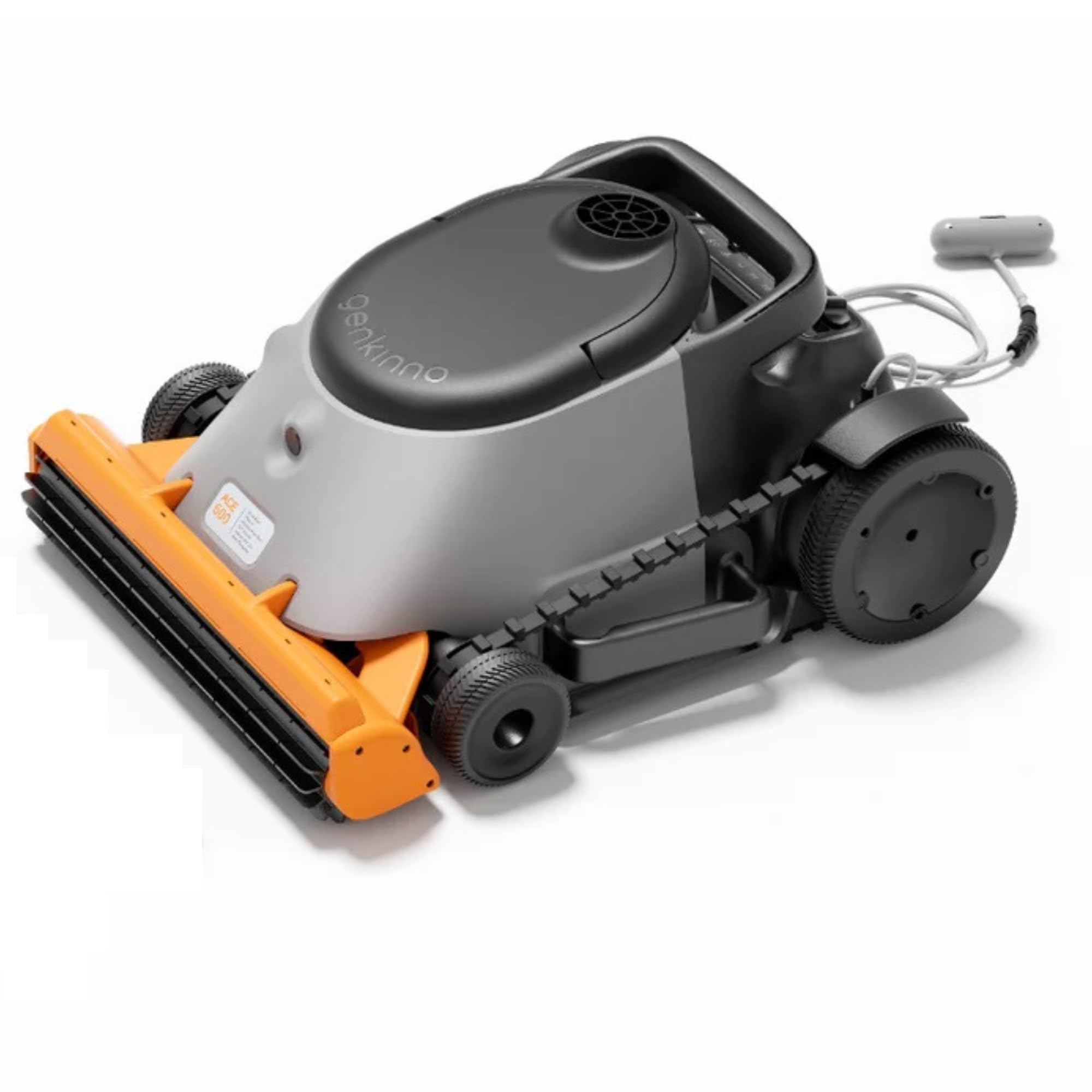 genkinno cordless robotic pool vacuum cleaner, wall climbing pool vacuum lasts up to 360 mins fast charging powerful suction, for above/in ground flat pool - black & grey