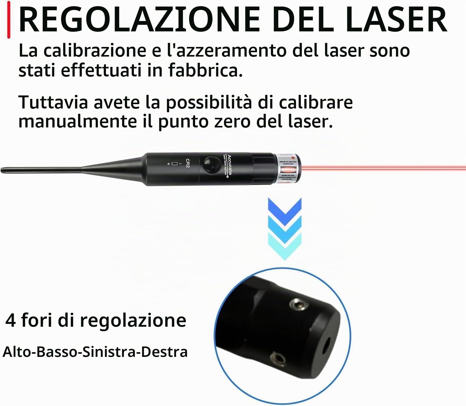 KinZon Kit di mirino con foro rosso laser Bore Sighter per calibro da 0.17 a 0.54 per lunetta di mira e pistola, softair