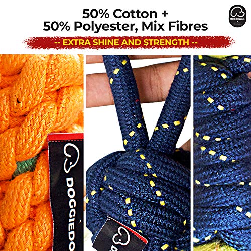 Image of DOGGIE DOG Attractive Cotton Poly Mix Chew Dog Toys Rope for Teething Suitable for Adult, Small & Medium Puppies with eBook & Stand Up Jute Printed Pouch(Bob Barker Blue (6 in 1 Combo) (Pack of 1))