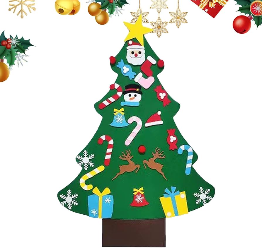 Amazon | 子供用フェルトクリスマスツリー、オーナメントセット付き