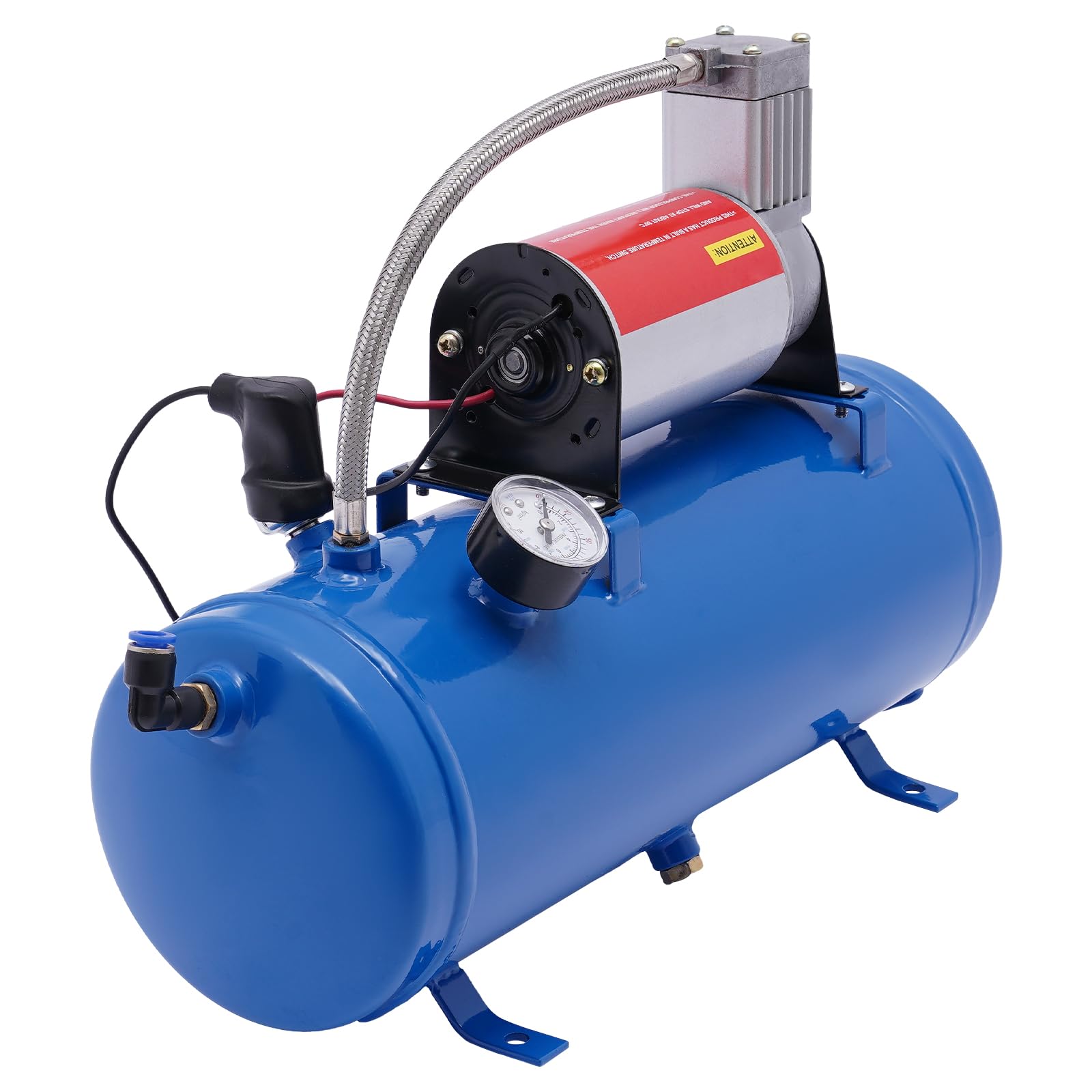 Compressore d'Aria per Auto Veicoli Portatile 12V Pressione Massima 150PSI con Tubo 7,9m, Compressore a Secco ad Aria Portata Max. 184L / min