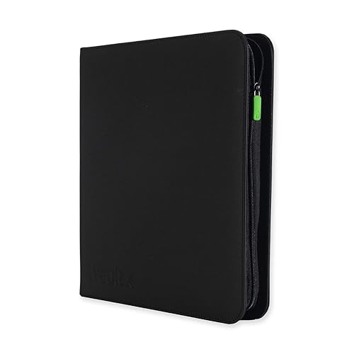 Vault X 12 Pocket Trading Card Zip Binder, 480 cards, Premium Exo-Tec Album Material, 20 Side-Loading Pages, Folder for Collectible Card Games, Sports, TCG (Black) - Black