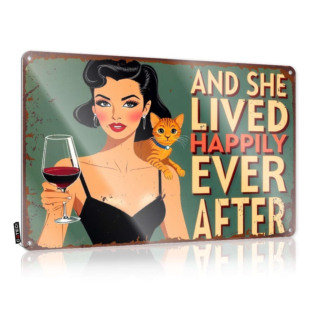 Sujd Colour Faded Vintage Wall Art, Tapestry Welcome And She Lived Happily Ever After. | Farmhouse Farm Decor(20X30cm)
