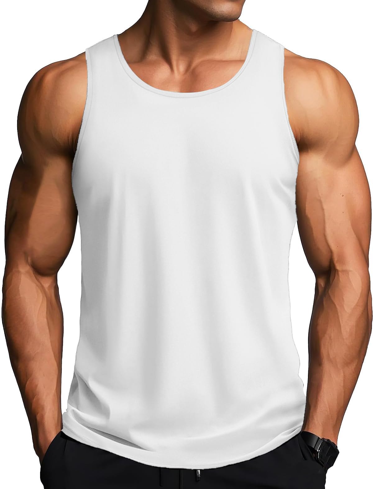 MAGCOMSEN Herren Tank Tops Leicht Achselshirt Ärmellos Quick Dry Sport T-Shirt Laufen Fitness Tankshirts Sommer Outdoor Funktionsshirt