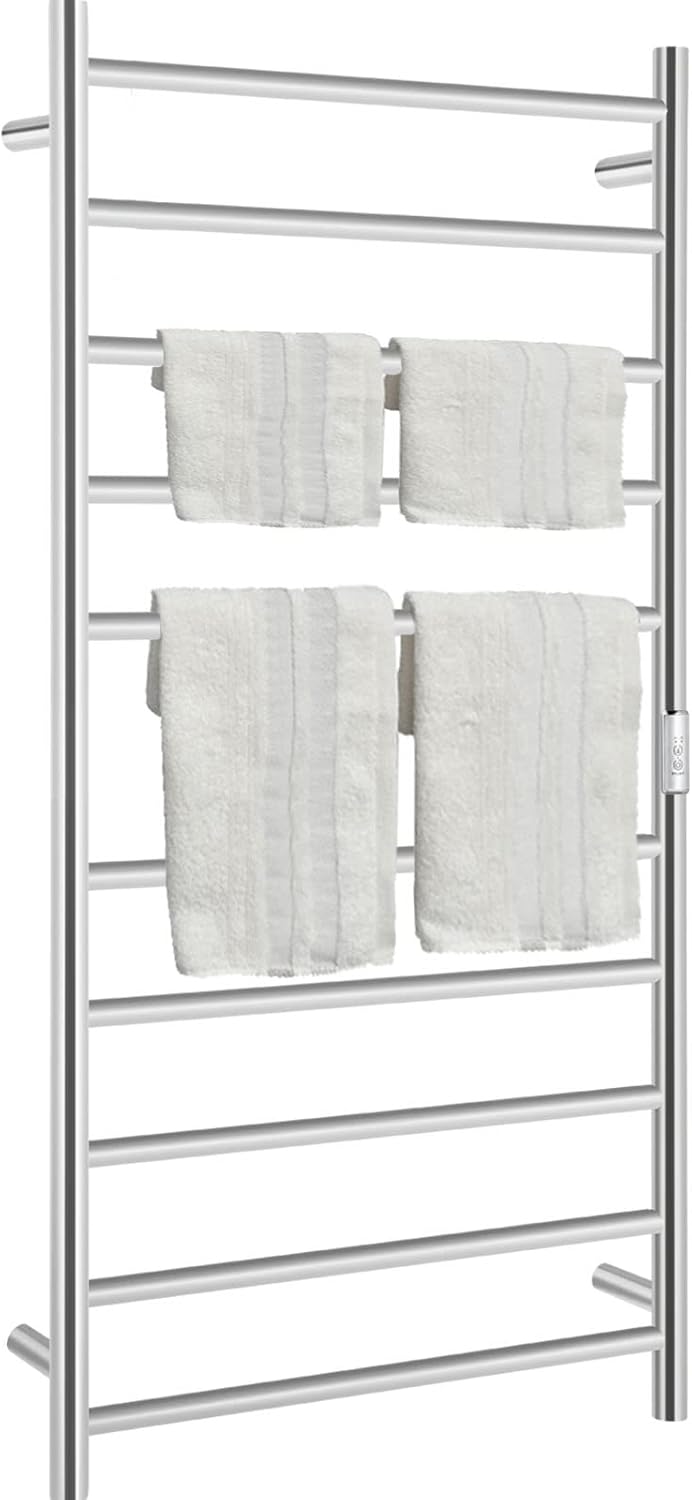 VEVOR Heated Towel Rack, 10Bar Towel Warmer Rack, Wall Mounted