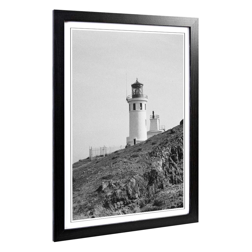 Big Box Art Framed Print of Architecture Lighthouse Anacapa Island Light Station, California Design | Wall Art Picture| Home Decor for Living Room, Bedroom, Black, A2 / 24.5x18 Inch / 62x45cm