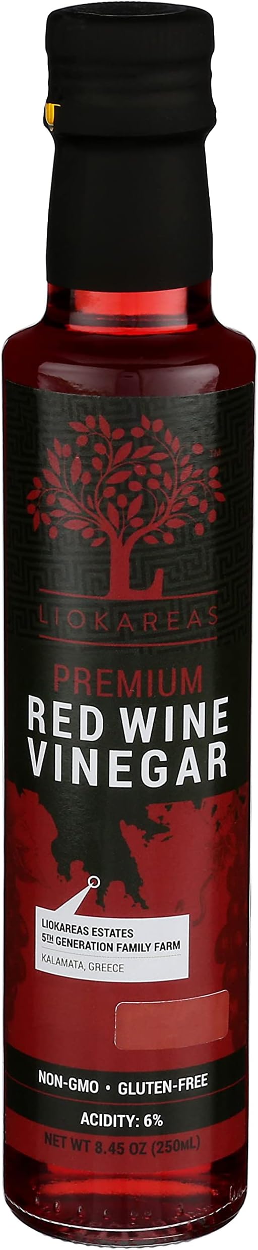 Greek Red Wine Vinegar - Organic - NonGMO - Gluten Free - Paleo - 6% Acidity - Premium
