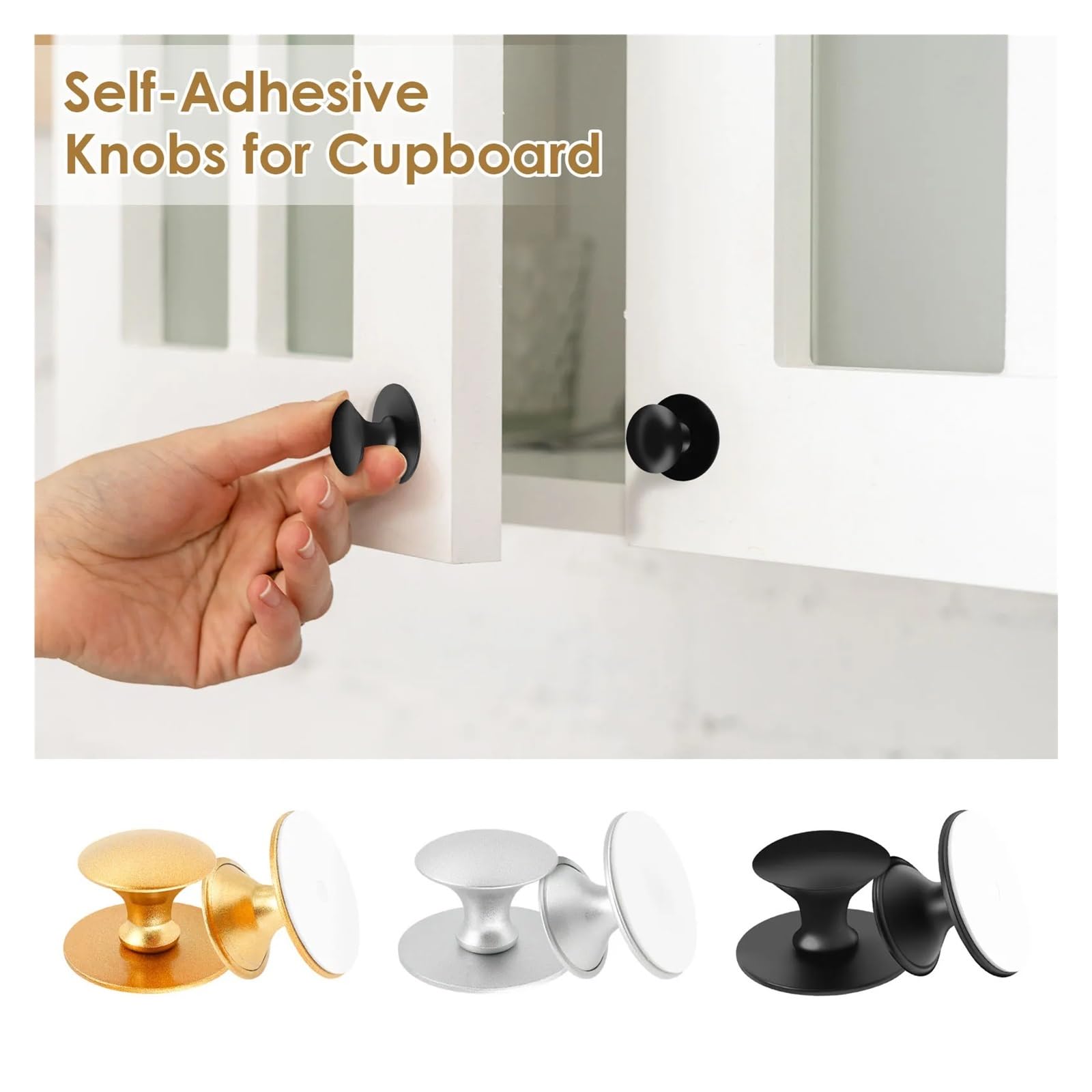 6 szt. Modnych, luksusowych, samoprzylepnych uchwytów bez gwoździ do drzwi szafy, szuflad i okien ze szkła(Silvery)