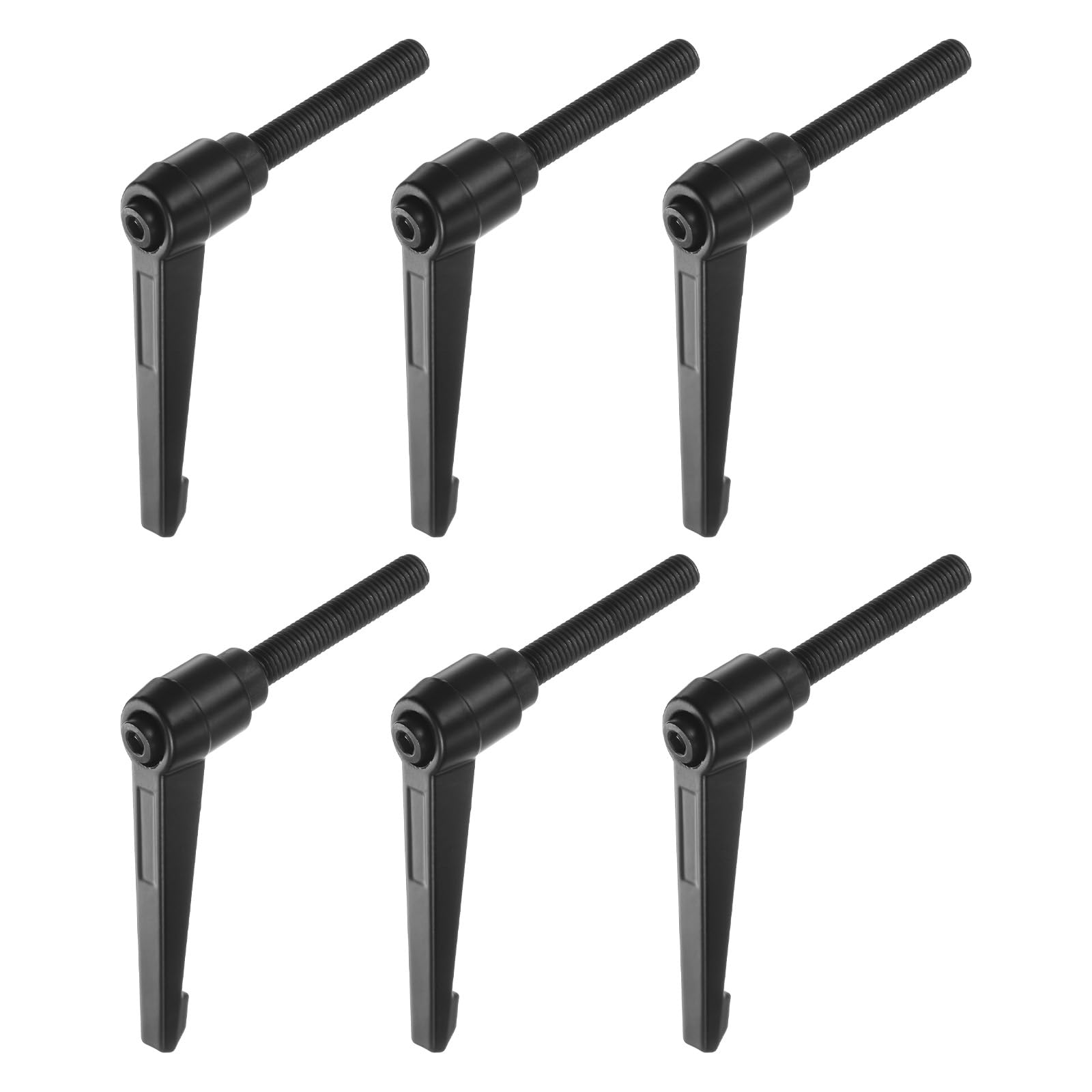 QUARKZMAN 6uds Ajustable Sujeción Palanca Manijas M10 x 60mm Macho Rosca Perno Perillas Giratorio Tornillo Bloqueo Rápida Liberación Trinquete Pulsador Botón Mango, Negro