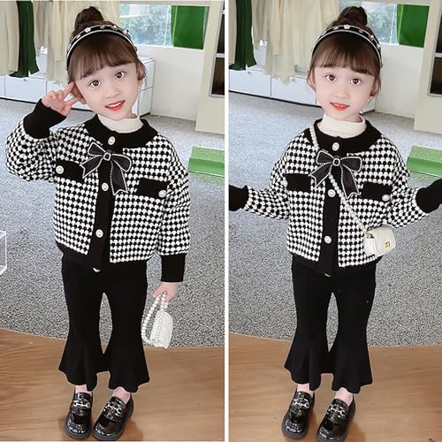 Toddler Girls Cardigan Sweater Button Knit Sweater Kids Black Winter Coat Size 2-7T4