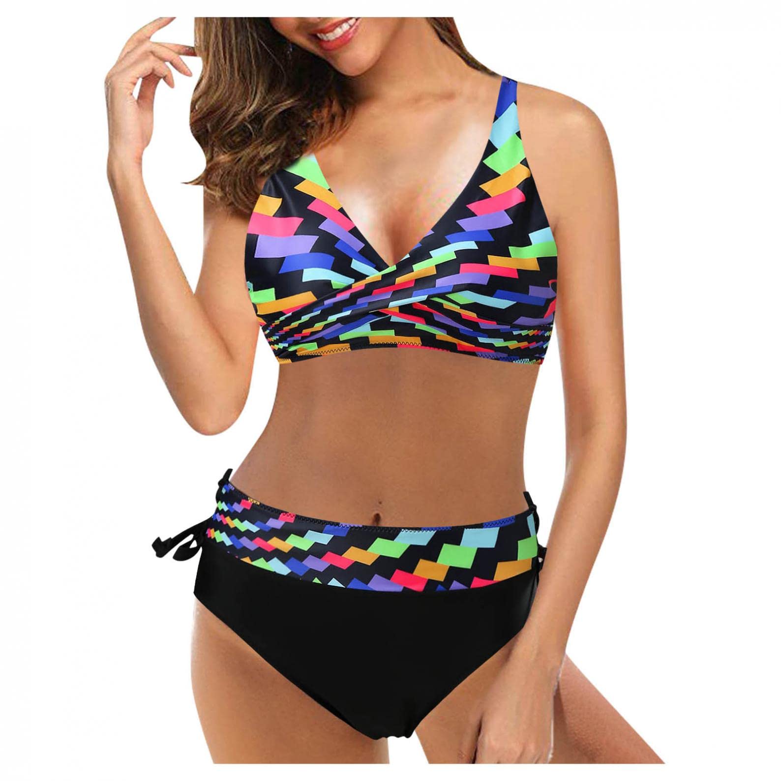 Sheey Bikinis Mujer Push Up Dos Piezas Bikini Mujer,Bikini Push Up con Relleno Bikinis Mujer 2022 Brasileño Biquini Niña Biquini Mujer Negro Biquinis de Niñas Bonitos Bikini Talla Grande