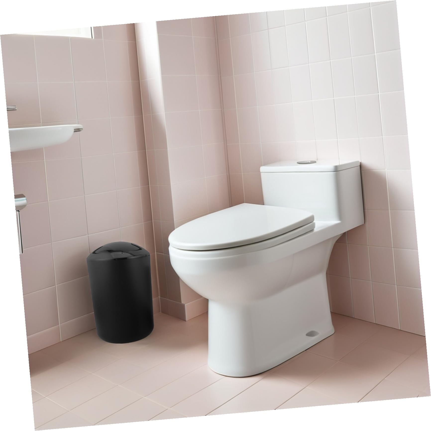 Beaupretty Conjunto de Accesorios de Baño con Dispensador de Jabón Negro de 6 Piezas en Plástico Resistente Humedad Porta Cepillos y Papelera para Hogar Elegante