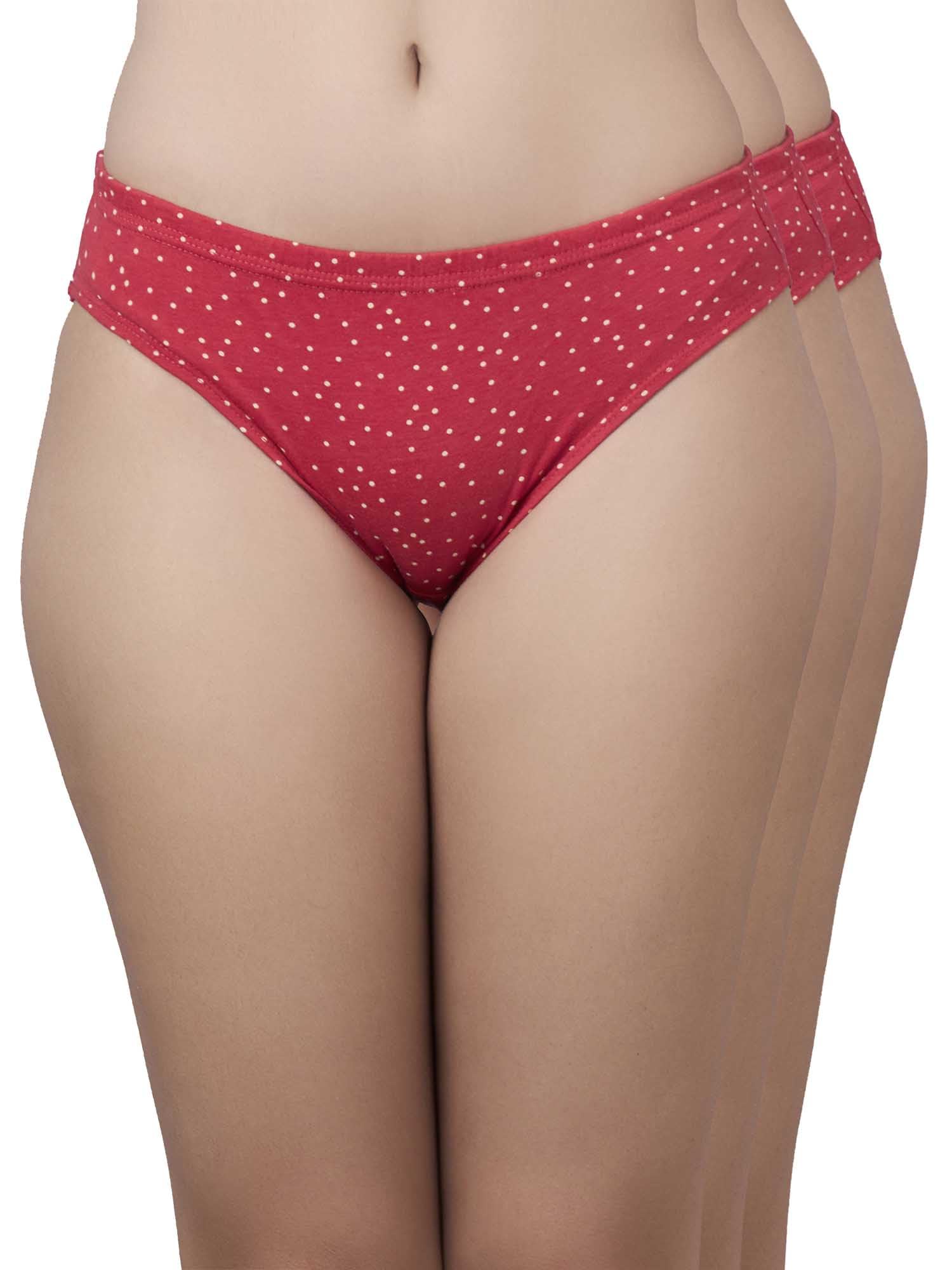 Organic Cotton Bamboo Hipster Panty for Women, Red Print, Size XL-image-27