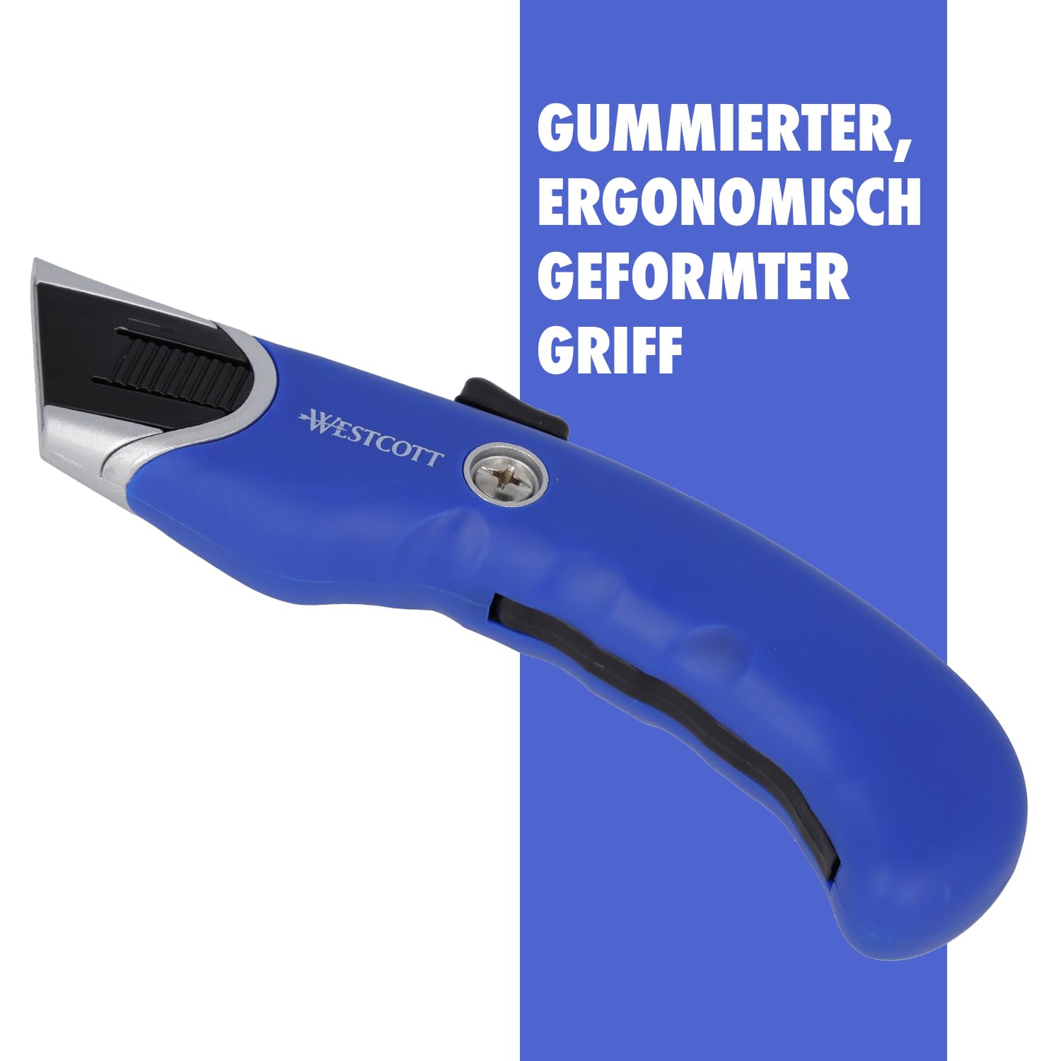 Westcott Sicherheits Cutter in Profi-Qualität 6 Stück | Sicherheitsmesser mit 19mm Trapezklinge | Inkl. 5 Ersatzklingen | Rückholfederung für maximale Sicherheit | Ergonomischer Griff | E-84048 00