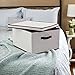 Household Essentials 515 Storage Box with Lid and Handle- Natural Beige Canvas with Brown Trim- Jumbo