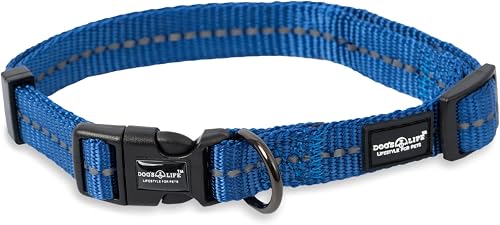 Dog's Life Reflective Supersoft Webbing Dog Collar, Small, 03 Yale Blue