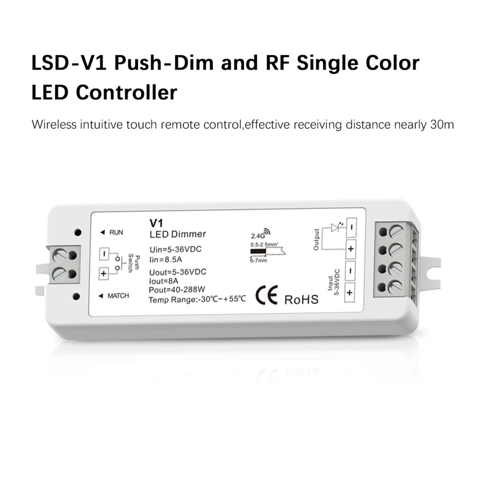 Dimmer PWM LED 2.4G 4 zone/Telecomando DC12-24V Regolazione della luminosità della striscia luminosa LED(LSD-T11 Only)