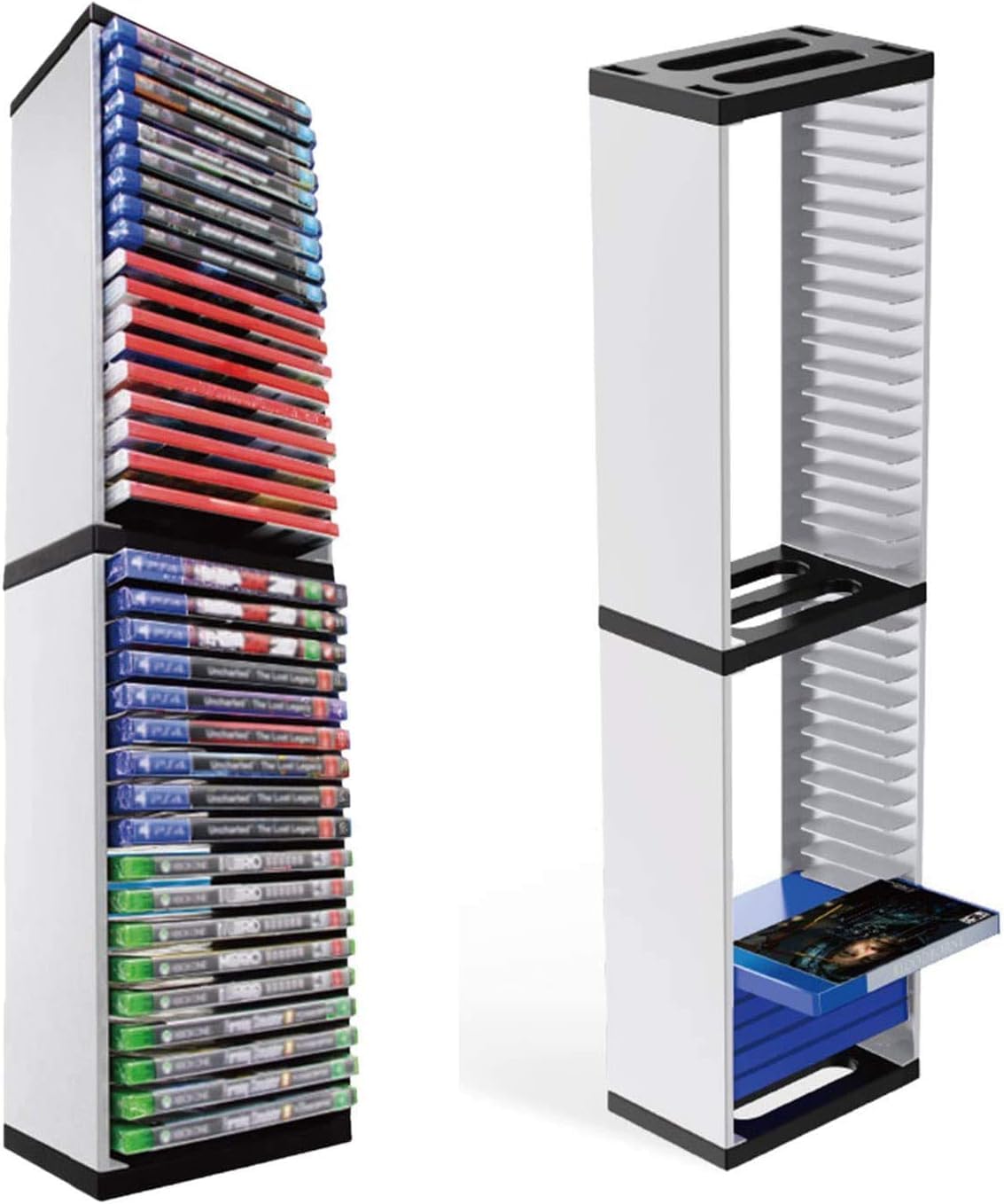 Bestswitches Bestswitch Video Game Storage Stand Tower for PS5/ PS4/ PS3/ Xbox Series S & X/Xbox one Game,Vertical Stand Organizer Tower Universal Game Disc Holder, Black, TP5-0519