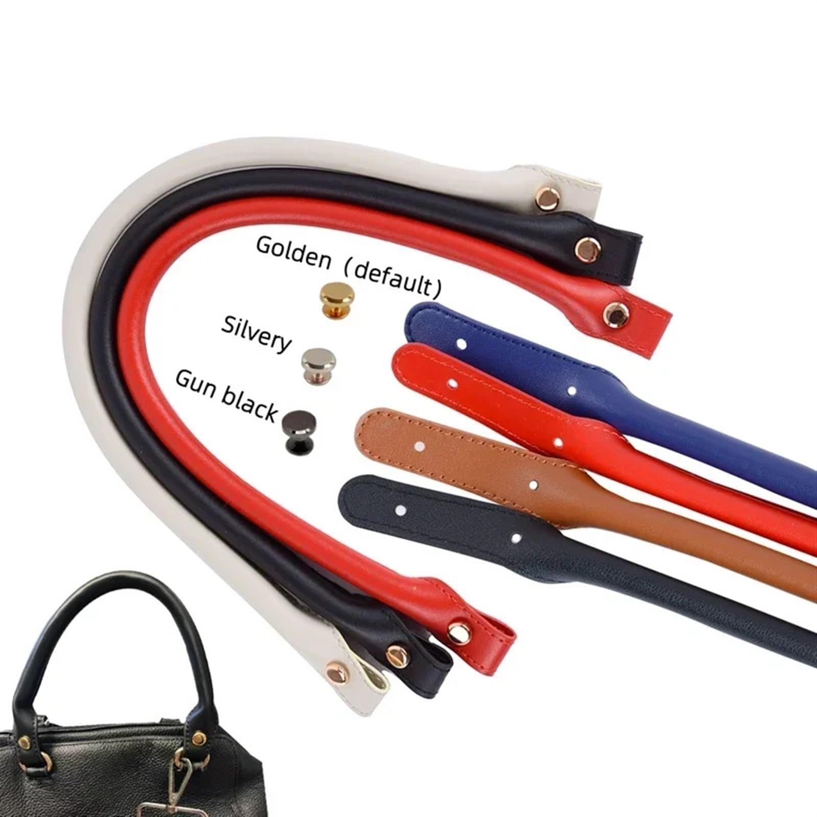 Poignées Remplacement en Cuir Sangle de Sac Longue en Cuir PU for Femme, Accessoire de Remplacement for Sac à Main, à la Mode(Black)