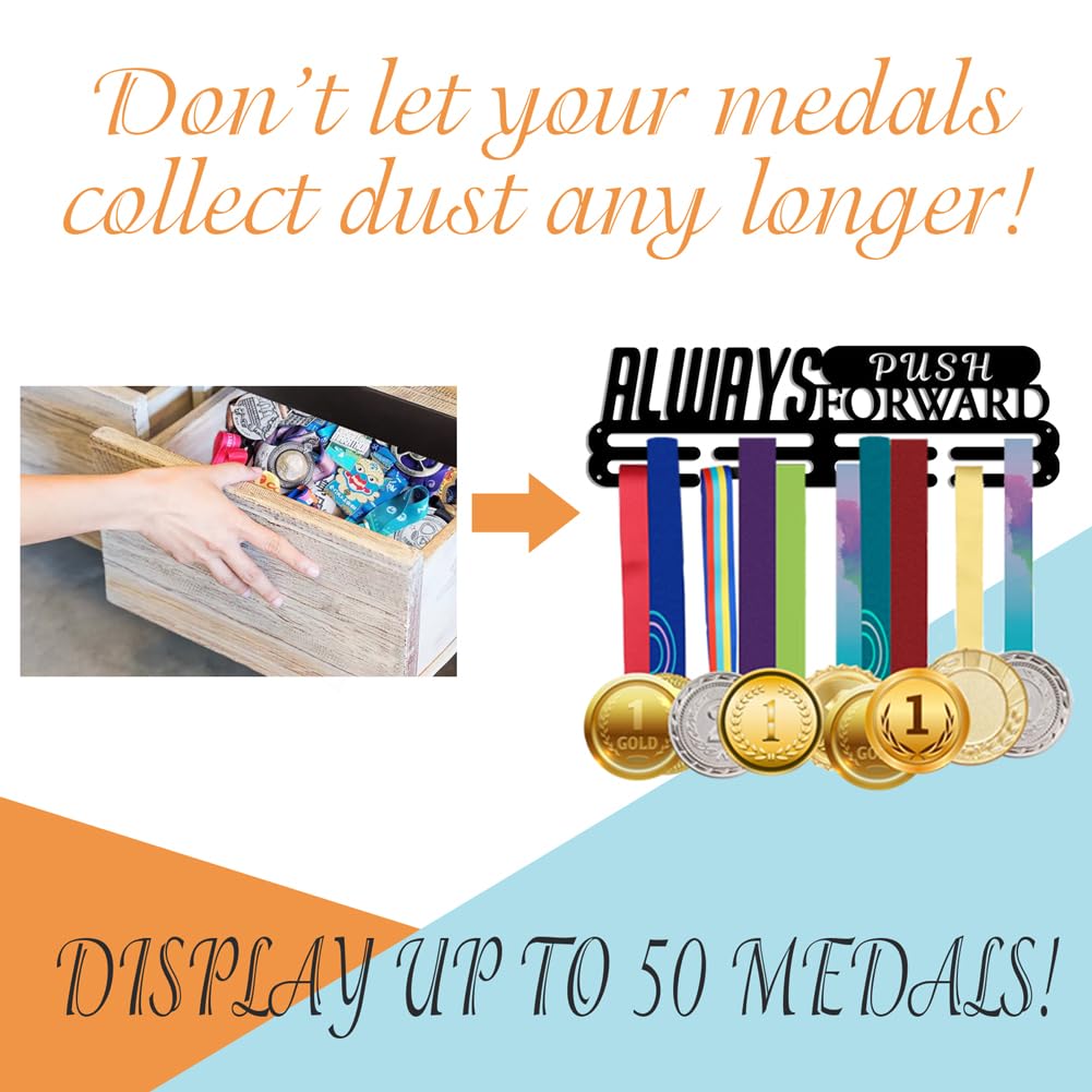 NBEADS Soporte de Exhibición para Colgar Medallas, Exhibición de Medallas Always Push Forward, para Medallas de Competición, Exhibición Colgante En la Pared, Montar sobre 50 medallas