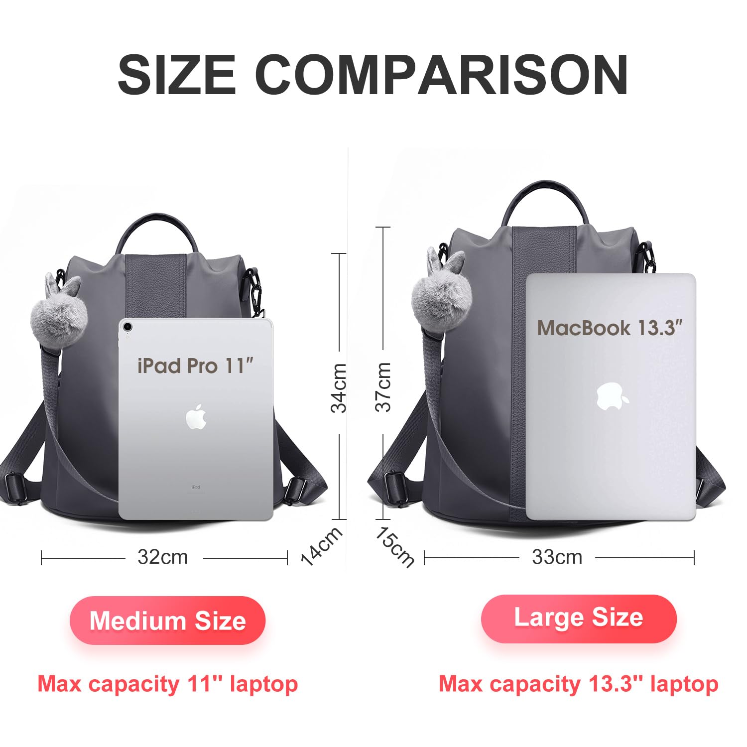 Charmore Zaino da Donna Antifurto Borse Nylon impermeabile Daypack Spalla per Viaggio Lavoro Scuola