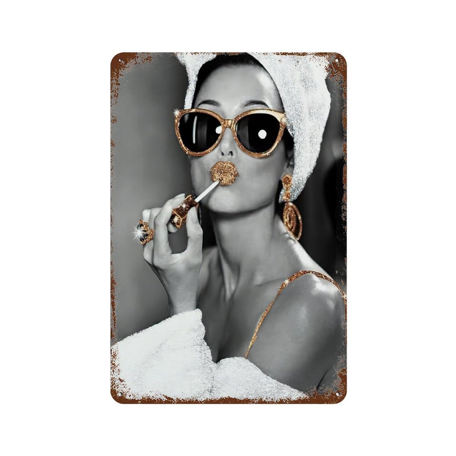 xiaoxiaoshen Art of Black And White Gold Glam (2) Wall Decor Art Metal Tin Poster Modern Home Decor Art Home Bar Shop Decorations Vintage Sign 30x20cm