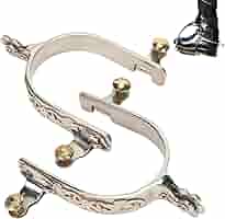 Speroni Cowboy In Acciaio Inox - Intaglio Fiori, Per Equitazione Western, Regolabili E Decorativi - Foto 6