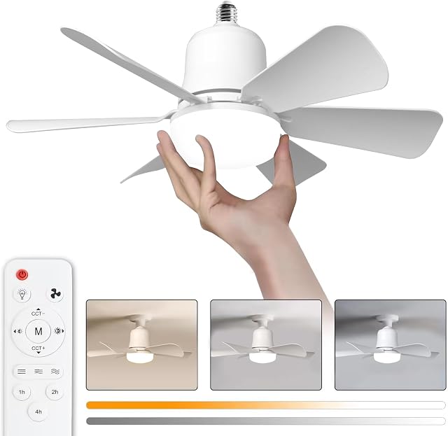 himmel Ceiling Fan with Light, 30 W Ceiling Lamp with E27…