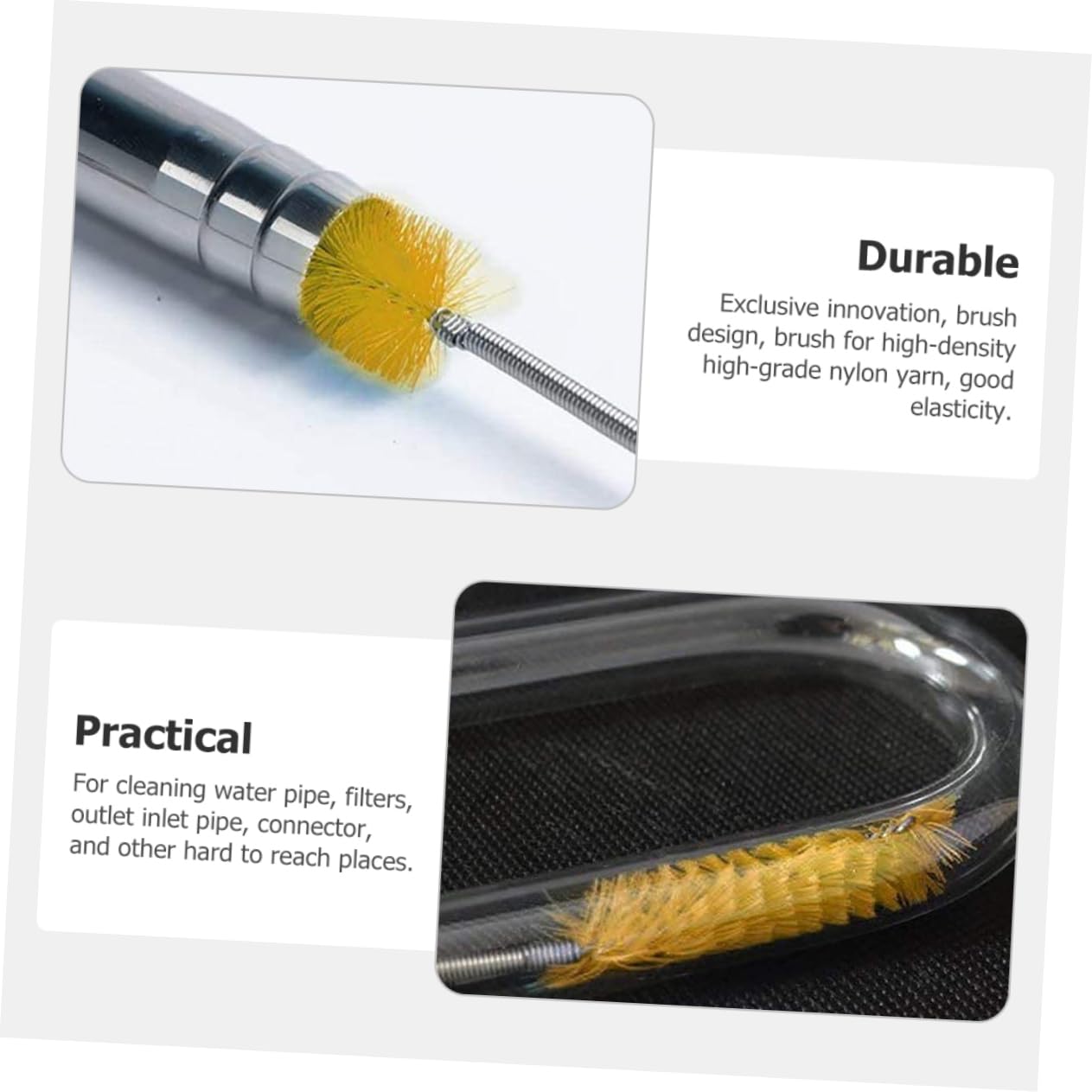 Mipcase 5 Juegos Cepillo para Limpieza De Peceras Cepillo De Drenaje Limpiador De Acuarios Cepillo para Pecera Cepillo De Acuario Lavabo Material del Resorte: Acero Inoxidable Cepillar