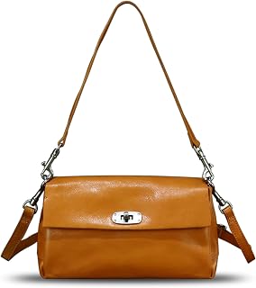 Genuine Leather Shoulder Bag for Women Hobo Crossbody Bag Designer Satchel Purse Handbag (Brown)
