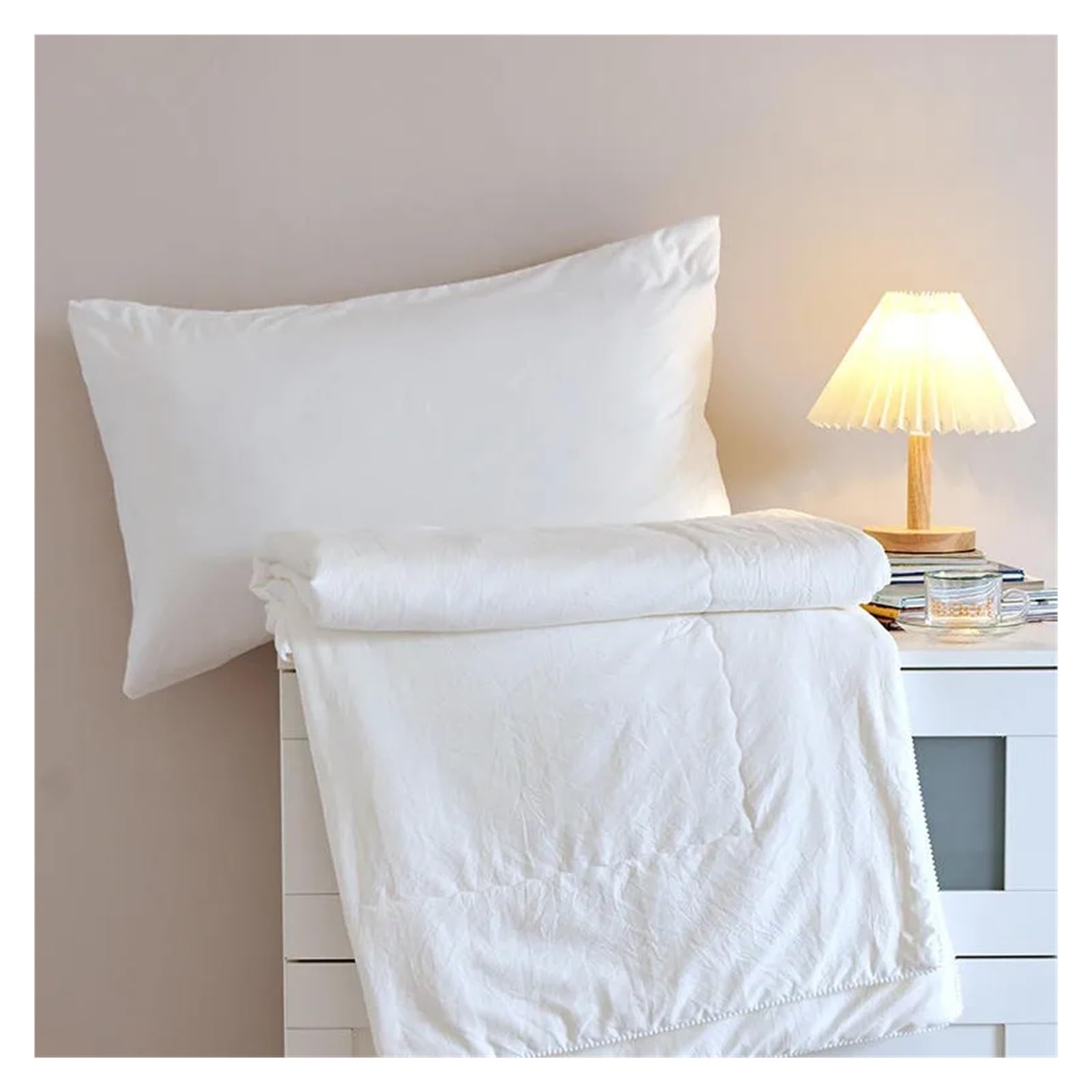 ADovz 4 pezzi estate trapunta sottile coperta lenzuolo piatto fodere for cuscini, 100% cotone leggero traspirante lavabile in lavatrice morbido e confortevole for il sonno,Lenzuola