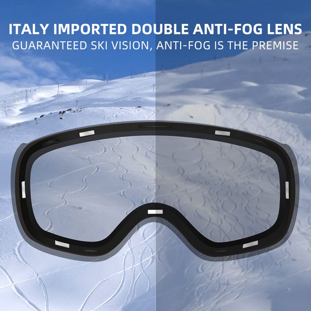 Lunettes de ski pour enfants, lunettes de myopie sphériques à double couche antibuée, équipement d'alpinisme en plein air, compatibles avec les casques de ski, adaptées aux hommes, aux femmes et