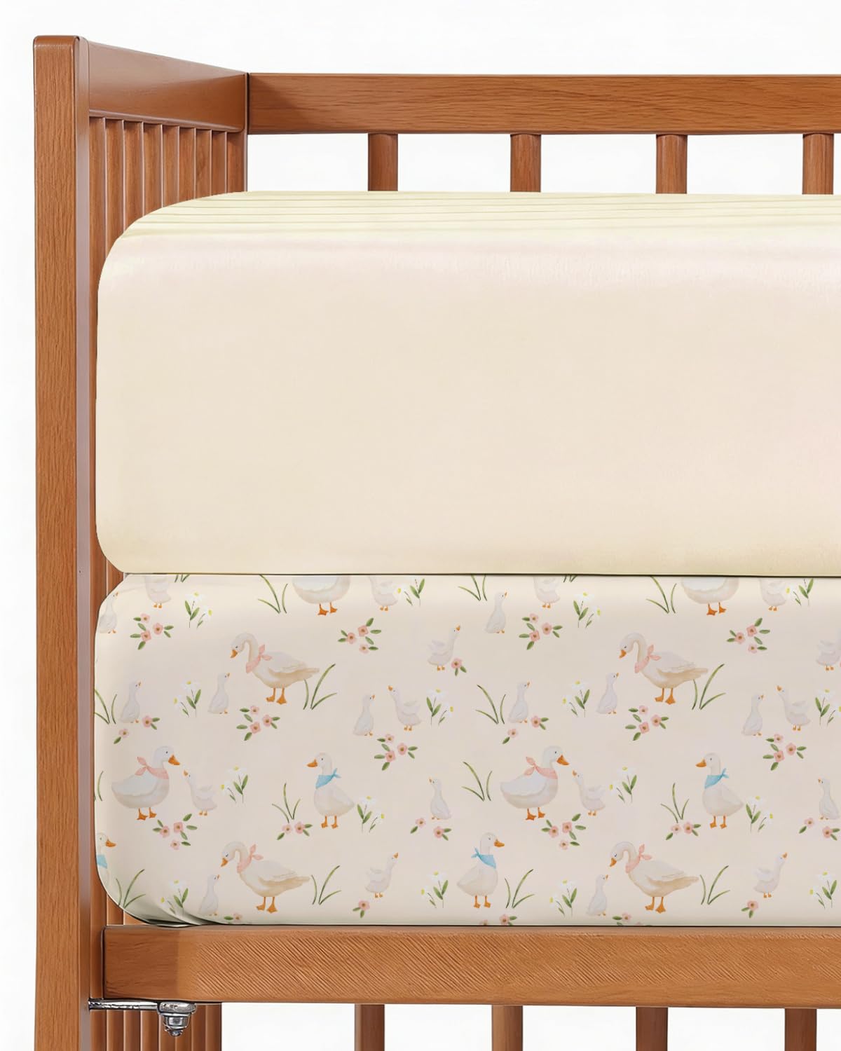 Crib Sheets - Pack of 2 Fitted Sheets for Standard Crib - 52x28in, Goose
