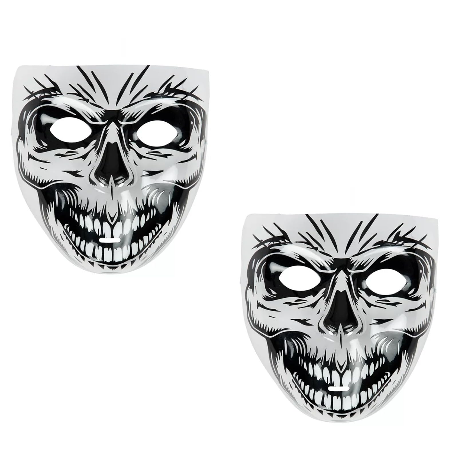 Molten Creek® Halloween Face Mask, Clear Skull and Witch Mask, Different Plastic Designs, Party Supplies, Scary Mask Festive, Halloween Costume Mask, Lightweight (2 Skull Mask)