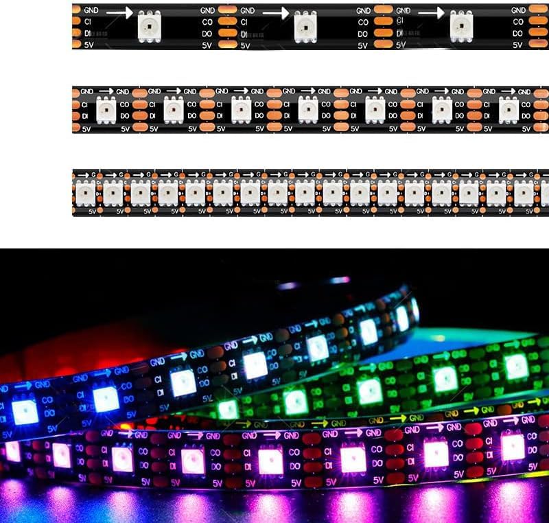 TOPXCDZ APA102 SK9822 30/60/144Leds/Pixels/m Smart RGB Led Pixel Strip Data and Clock Seperately DC5V IP30/IP65/IP67 (IP67 Waterproof, 5m 30Leds Black PCB)