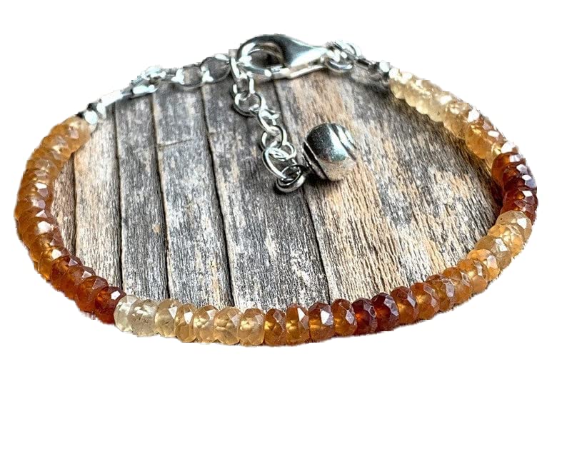 Bracelet héssonite grenat 4mm rondelles facettées ajustables LCBR-3554