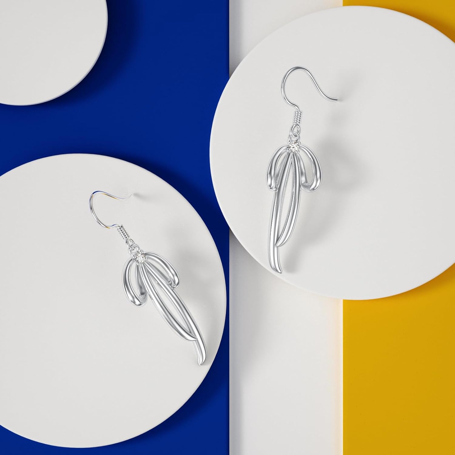 Diamond Bow Earrings for Women 925 Sterling Silver Simple Bow Drop Dangle Earrings with Lab Grown Diamond Jewelry Gifts - Image 4